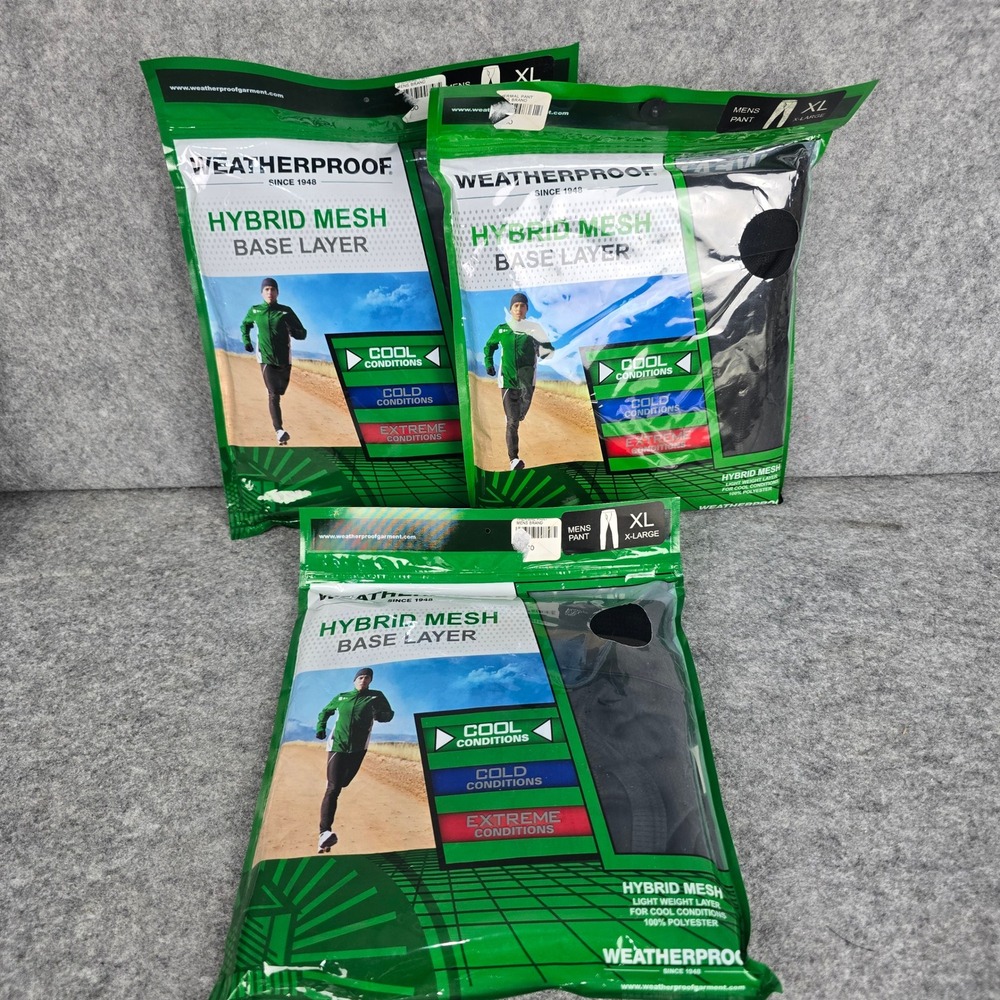 Lot of 3 Weatherproof Mens Hybrid Mesh Base Layer Thermal Pants Size XL New NIP